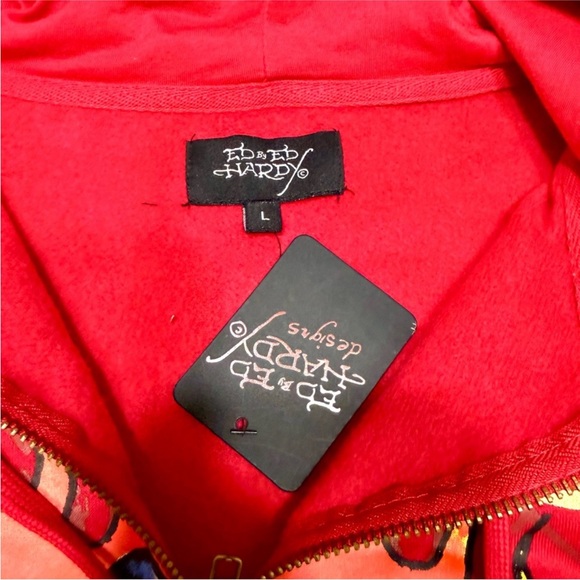 Ed Hardy Vibrant Red Full Zip Hoodie NWT - Picture 2 of 7